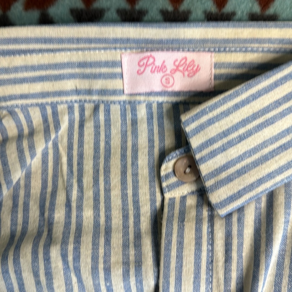 Pink Lily Should’ve Said Blue Stripe Collar Romper - Picture 13 of 15